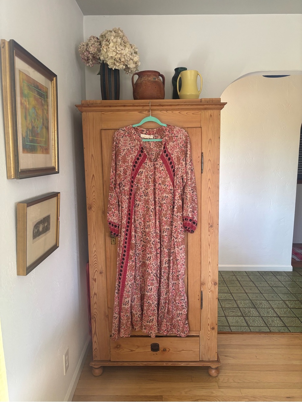 Natalie Martin Pink Floral Print Dress. Cotton Sz medium